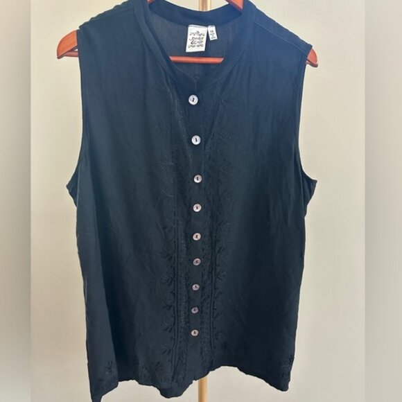 Parsley & Sage Black Button Front Lagenlook Tank Top – Size 1X - Picture 1 of 8